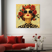 Kunstwerk Frau mit Rosen