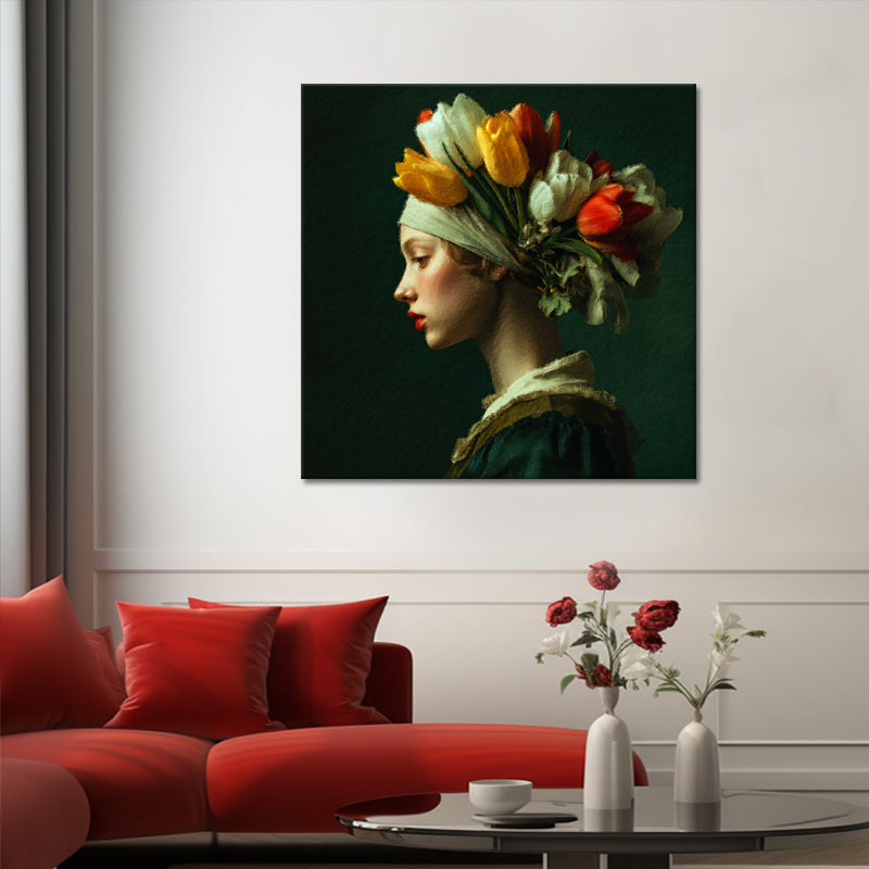 Frau mit Tulpen