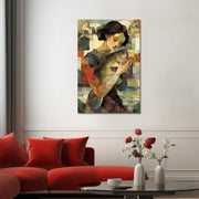 Surrealistische Frau mit Fisch