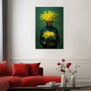 Frau mit gelben Blumen