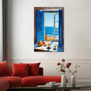 Fenster mit blauen Fensterläden
