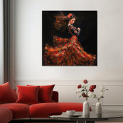 Spanische Frau im Flamenco-Kleid