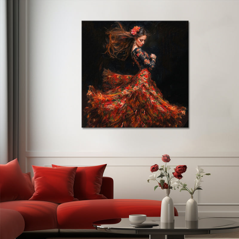 Spanische Frau im Flamenco-Kleid
