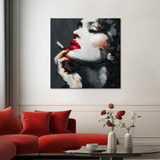 Frau mit roten Lippen Kunst