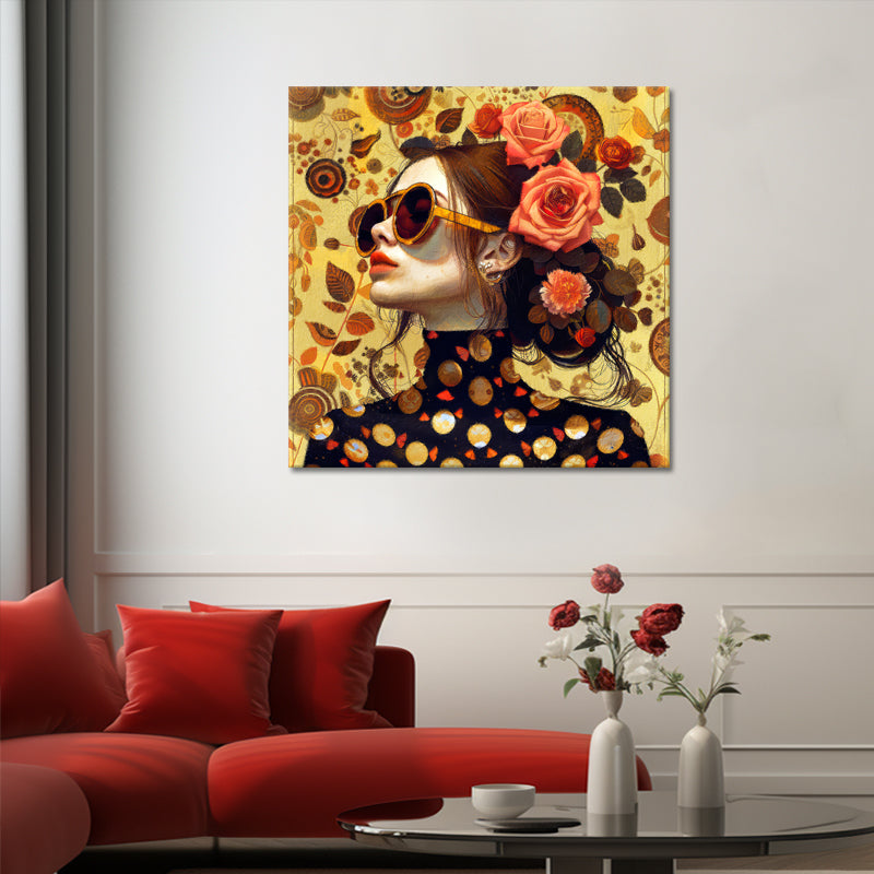 Frau mit Rosen Kunst