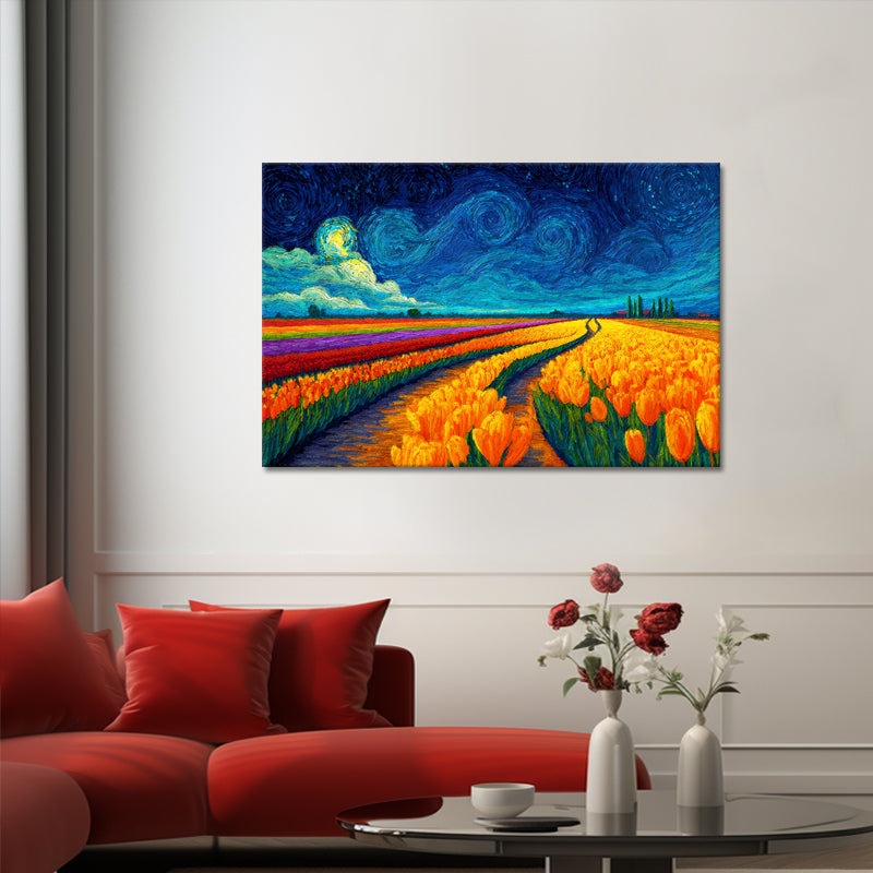 Farbenfrohes Tulpenfeld – Van Gogh (Inspiration)