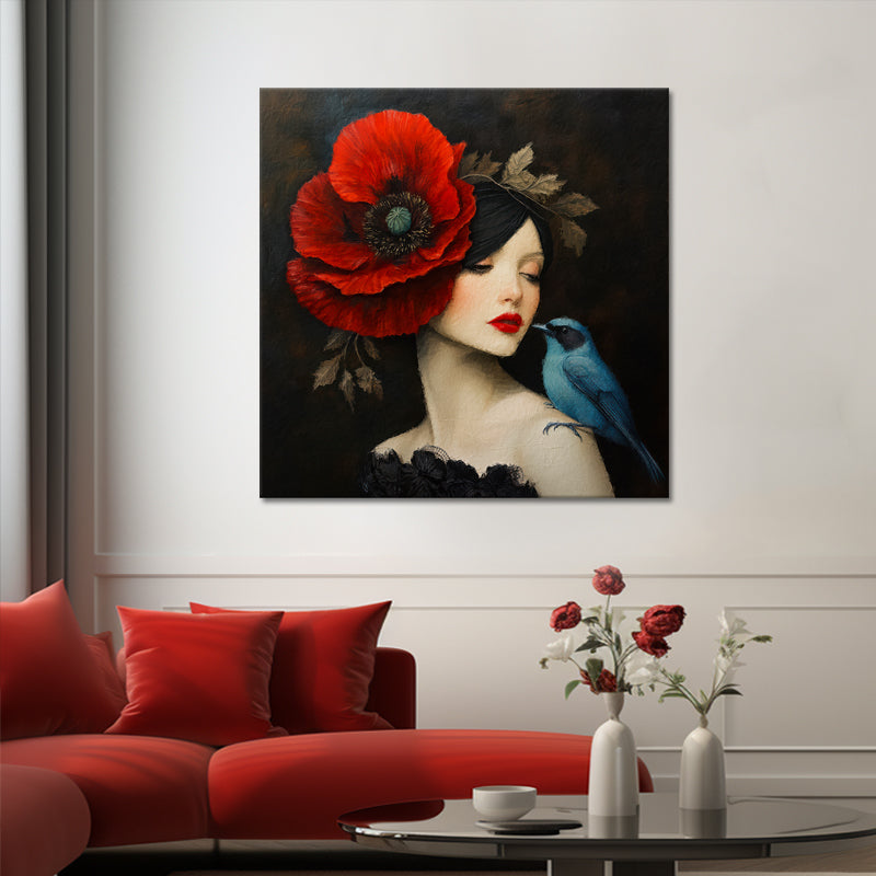 Dame - Klatschmohn - Vogel