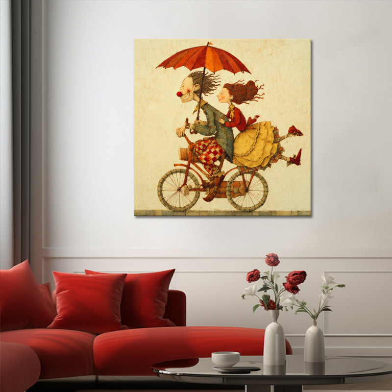 Gemälde Paar auf dem Fahrrad