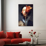 Frau mit Tulpe Porträt