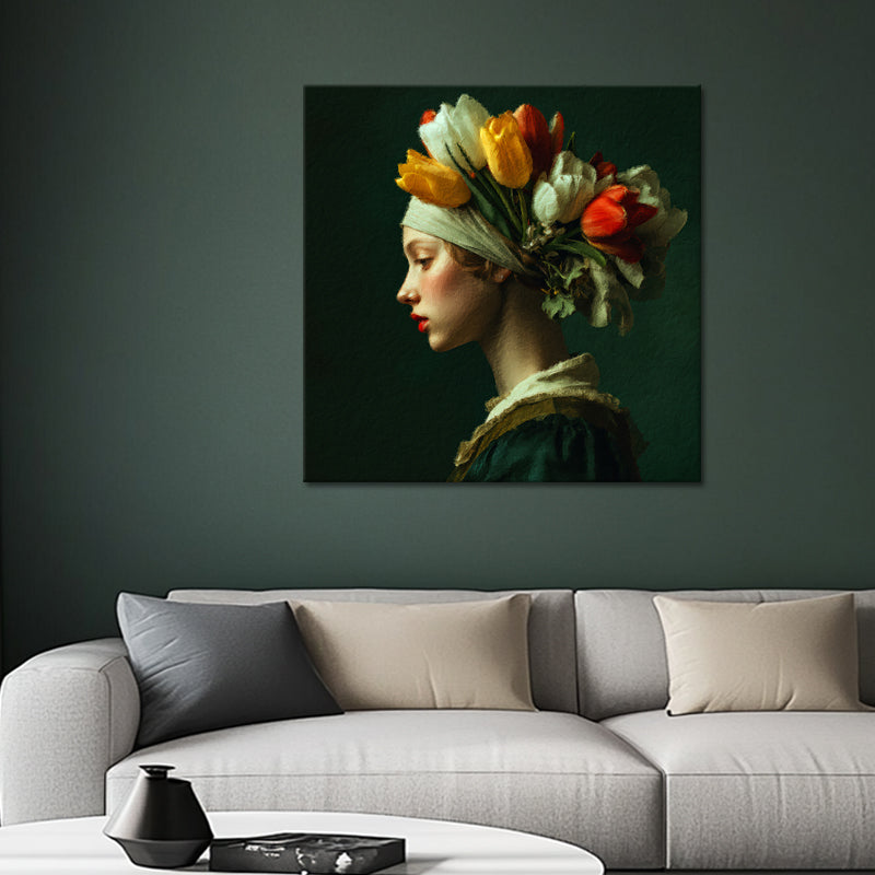 Frau mit Tulpen