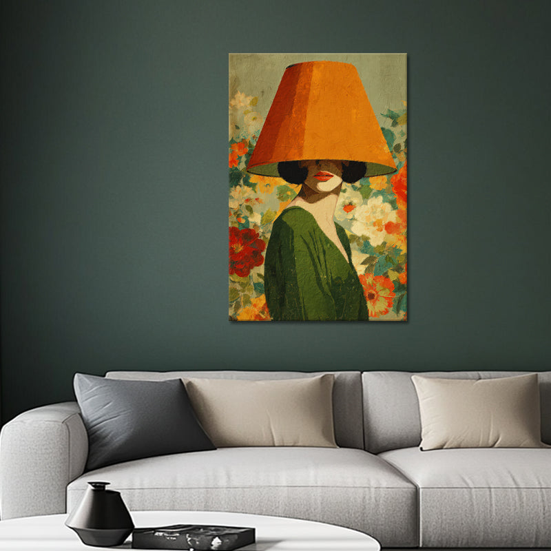 Frau mit Lampenschirm Kunst