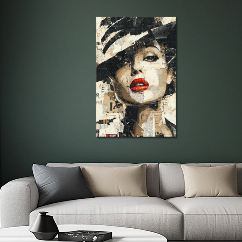 Frau mit Hut – Collage-Kunst