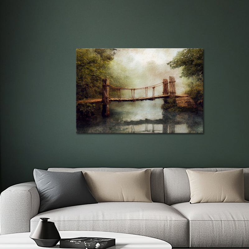 Rustikale Seilbrücke Fluss