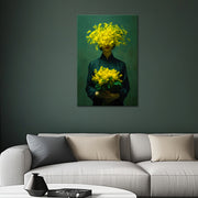 Frau mit gelben Blumen