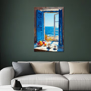 Fenster mit blauen Fensterläden