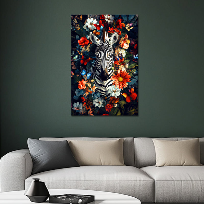 Zebra mit Blumen
