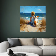 Mädchen mit Hund am Strand III