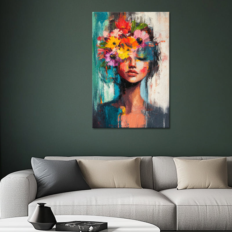 Frau mit Blumen in ihrem Haar