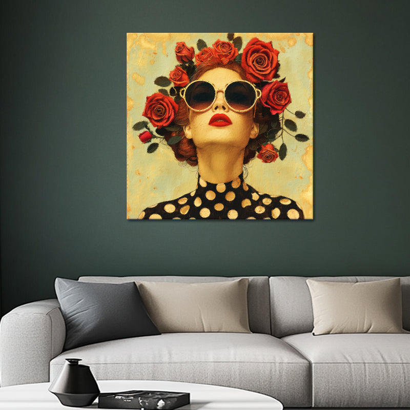 Kunstwerk Frau mit Rosen
