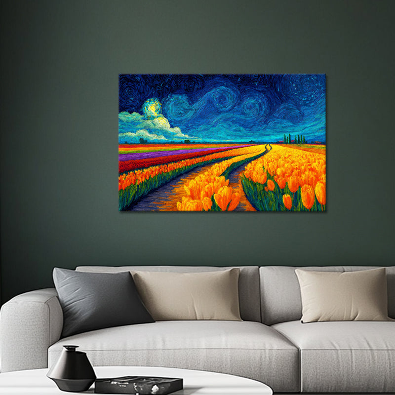 Farbenfrohes Tulpenfeld – Van Gogh (Inspiration)