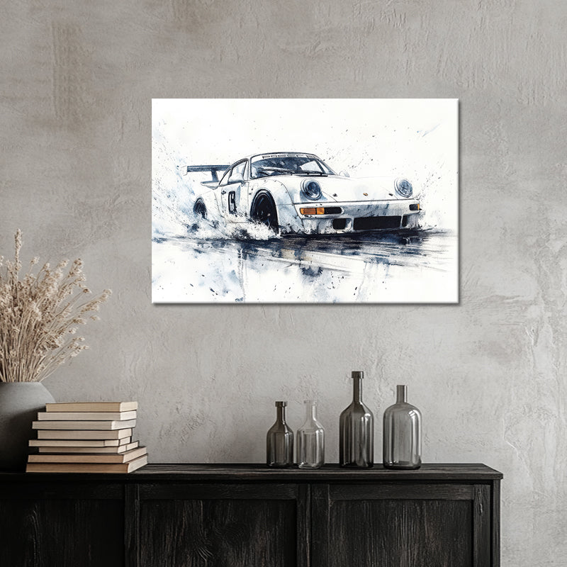 Schwarz-weißer Porsche