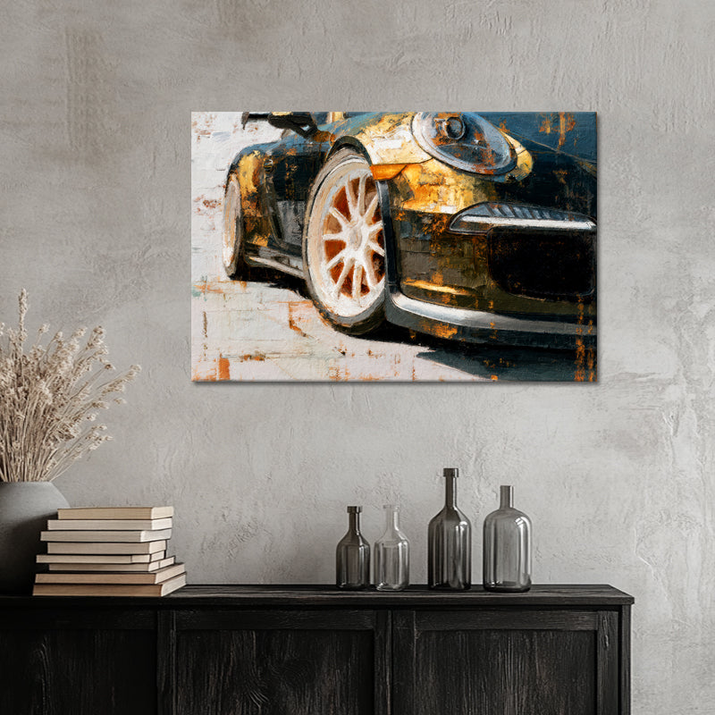 Schwarzer und goldener Porsche
