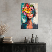 Frau mit Blumen in ihrem Haar