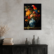 Blumen und Papagei