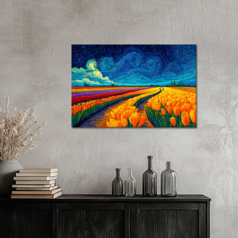 Farbenfrohes Tulpenfeld – Van Gogh (Inspiration)