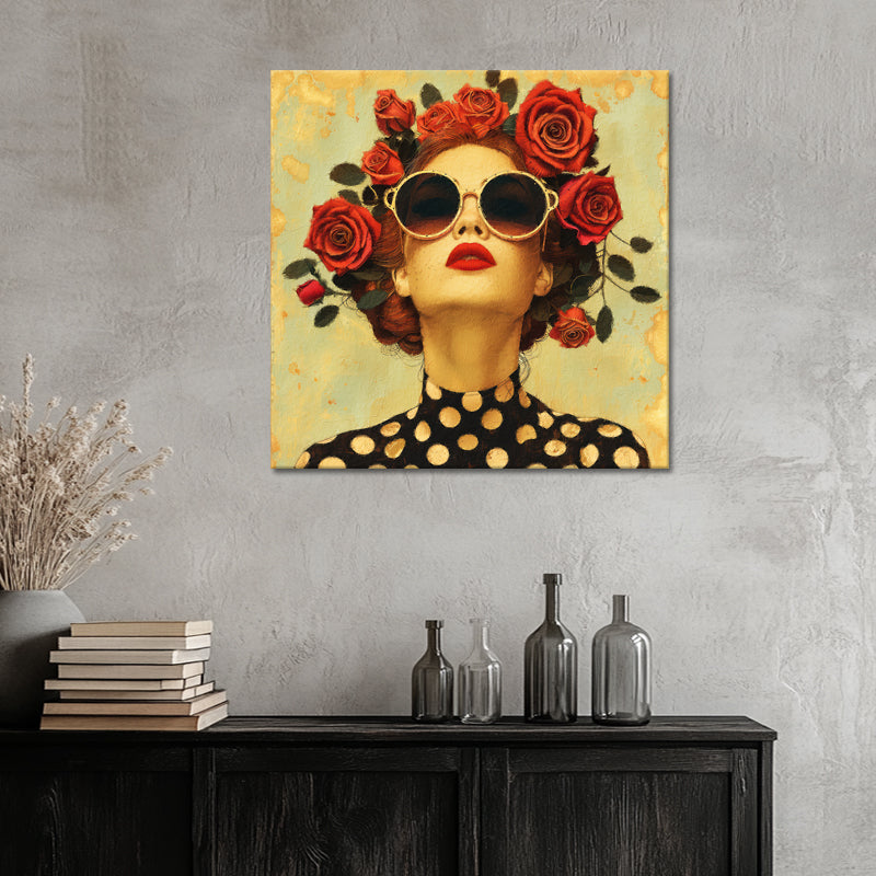 Kunstwerk Frau mit Rosen