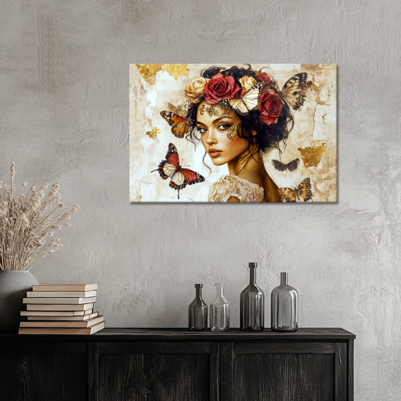 Frau und Blumenmagie