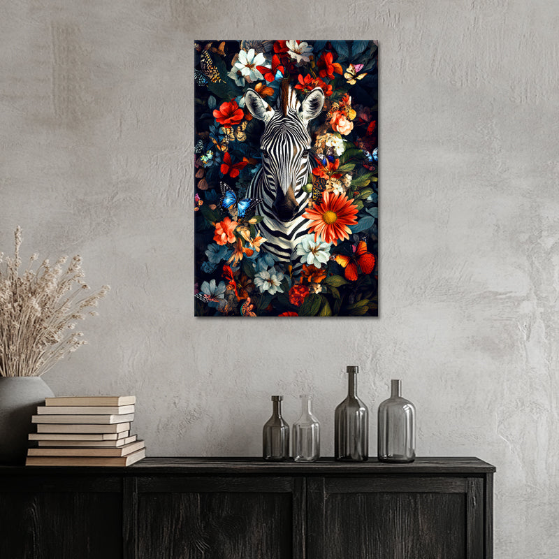 Zebra mit Blumen