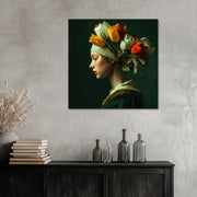 Frau mit Tulpen