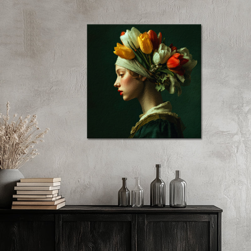 Frau mit Tulpen