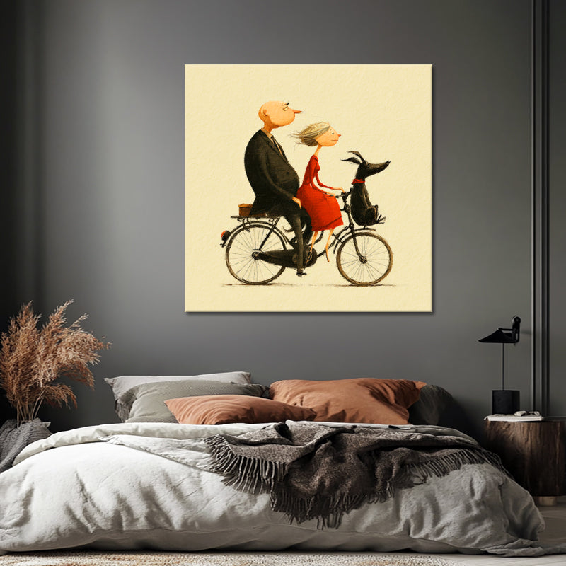 Paar mit Hund auf Fahrrad III