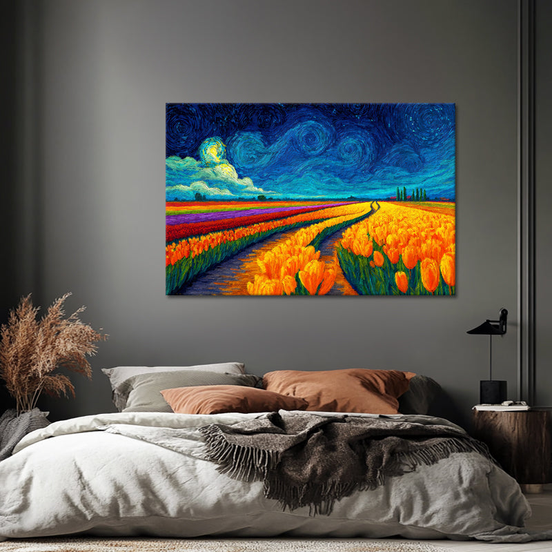 Farbenfrohes Tulpenfeld – Van Gogh (Inspiration)