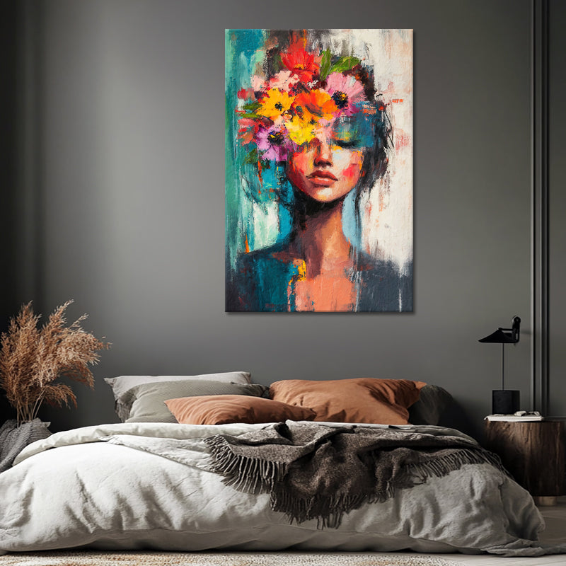 Frau mit Blumen in ihrem Haar