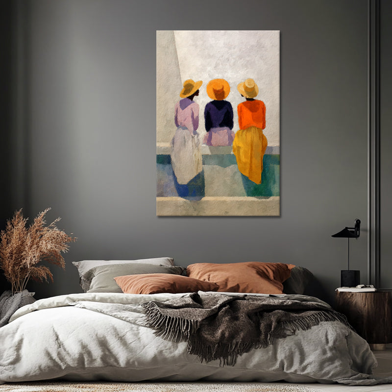 Drei Frauen mit breiten Hüten III