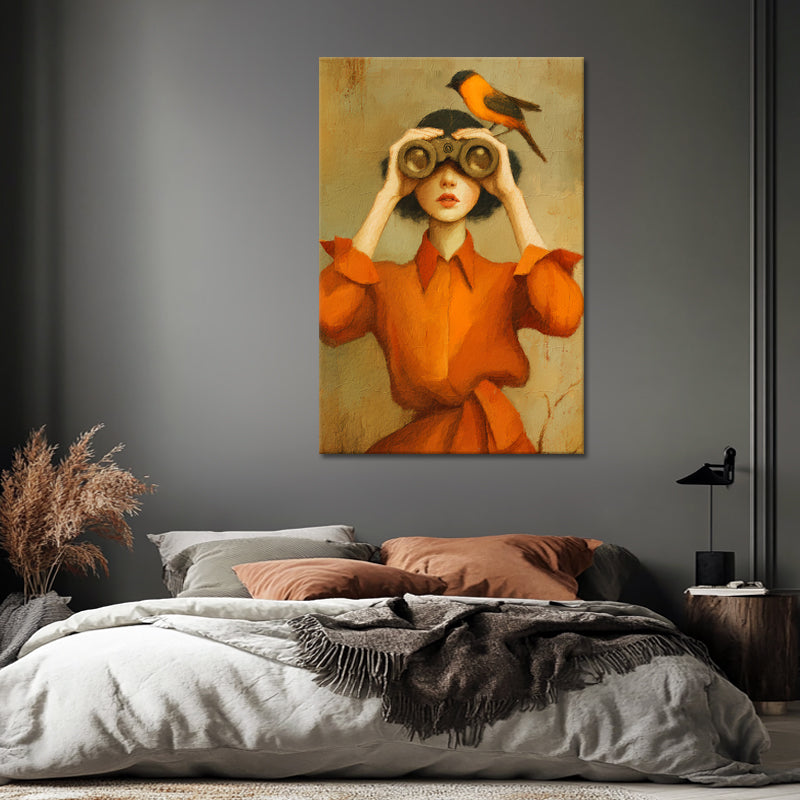 Stilvolle orangefarbene Frauenkunst