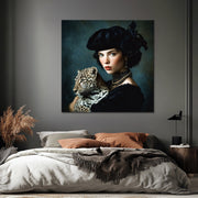 Porträt einer Frau mit Leopard