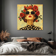 Kunstwerk Frau mit Rosen