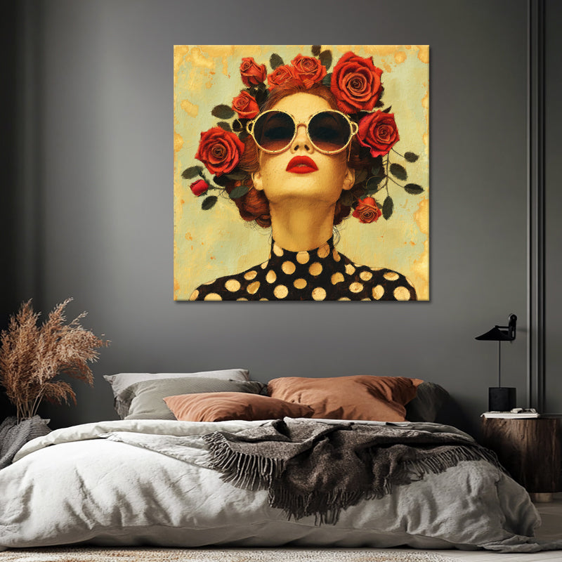 Kunstwerk Frau mit Rosen
