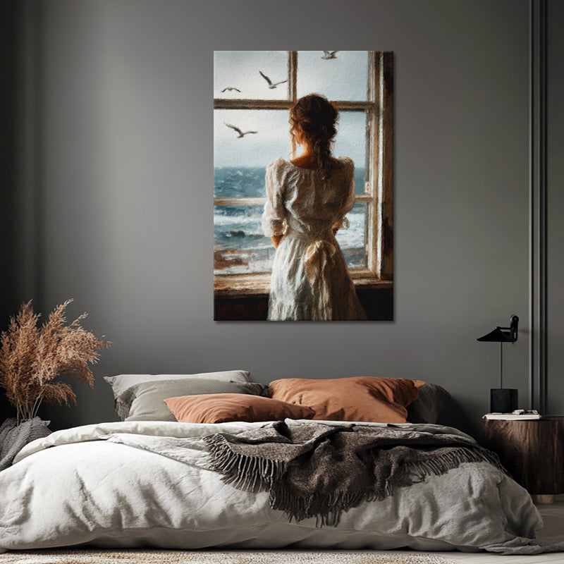 Frau im Kleid am Meer