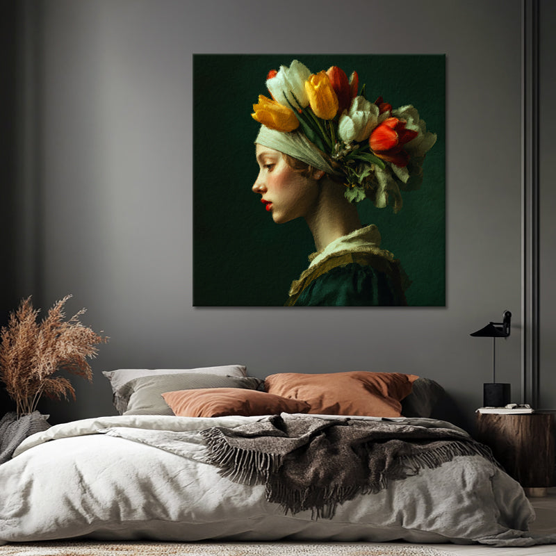 Frau mit Tulpen