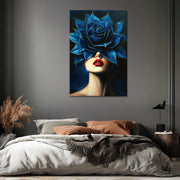 Frau mit blauer Rose