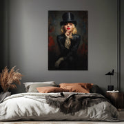 Blonde Frau mit Zylinder
