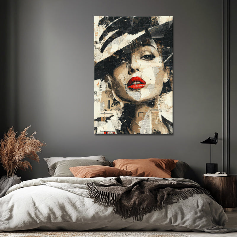 Frau mit Hut – Collage-Kunst
