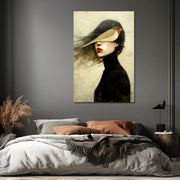 Vogel, die ihren Kopf bedeckt