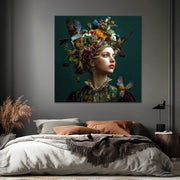 Frau - Vögel - Blumen