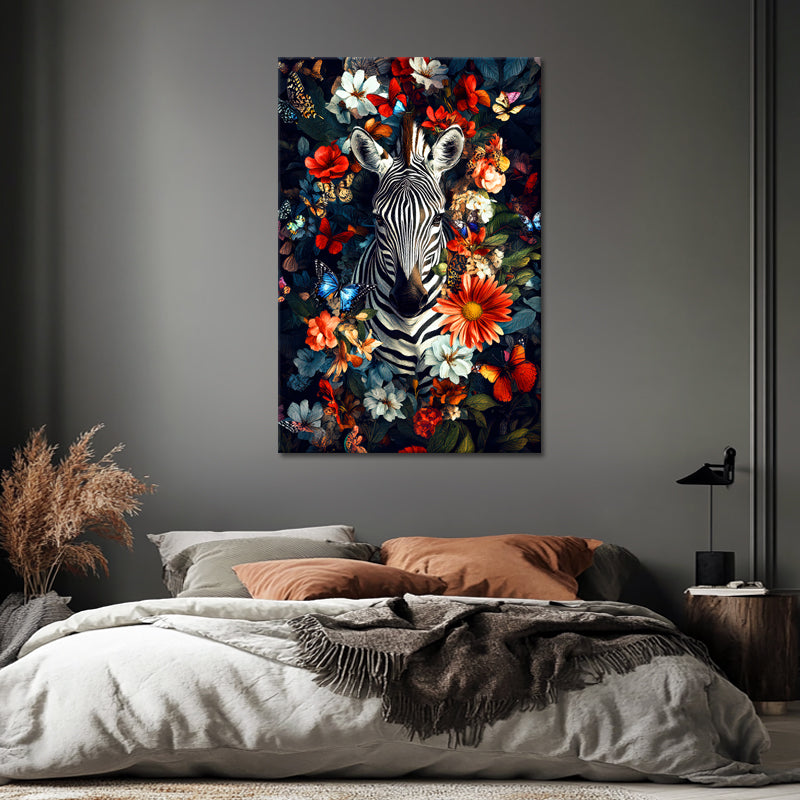 Zebra mit Blumen
